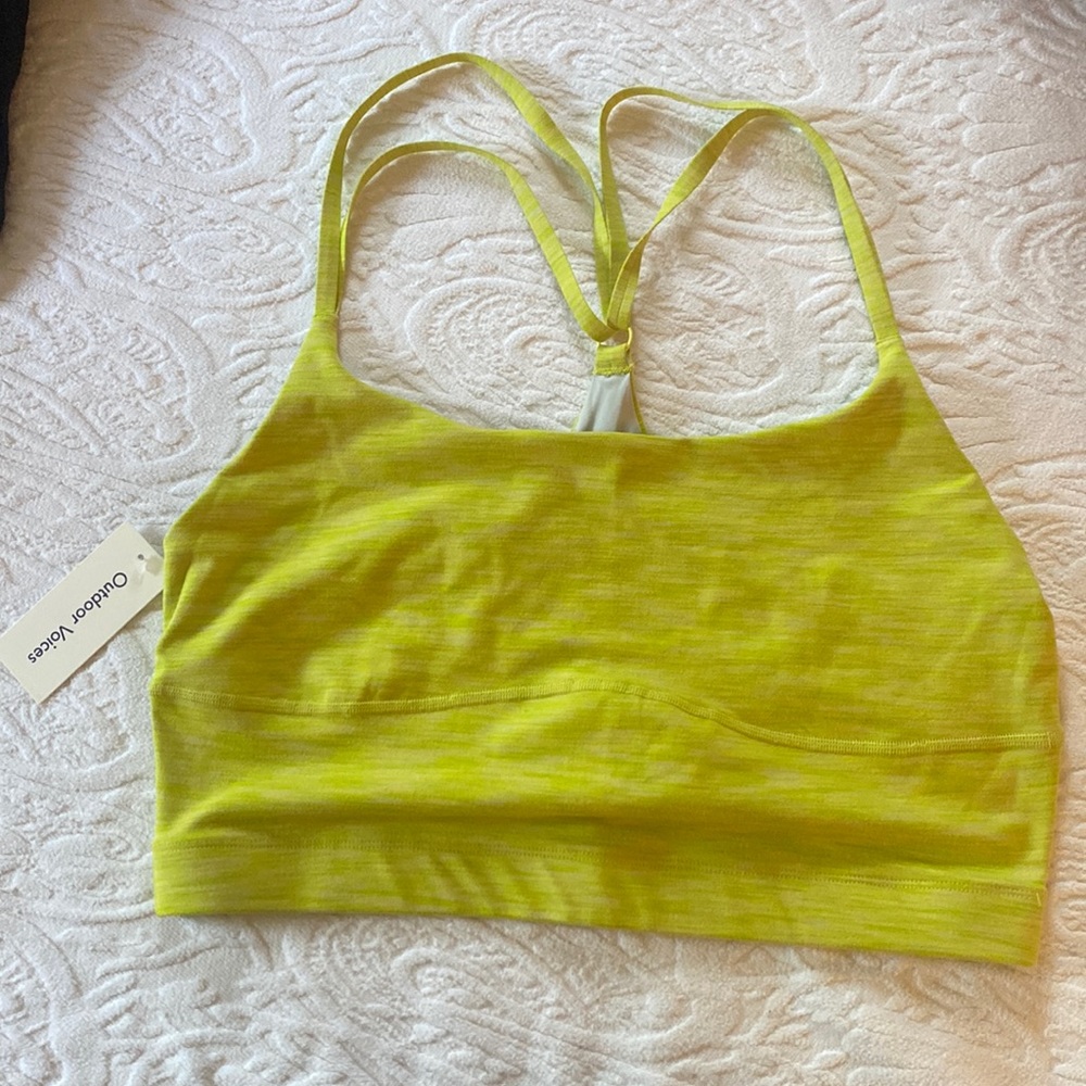 Bright yellow Outdoor Voices sports bra NWT